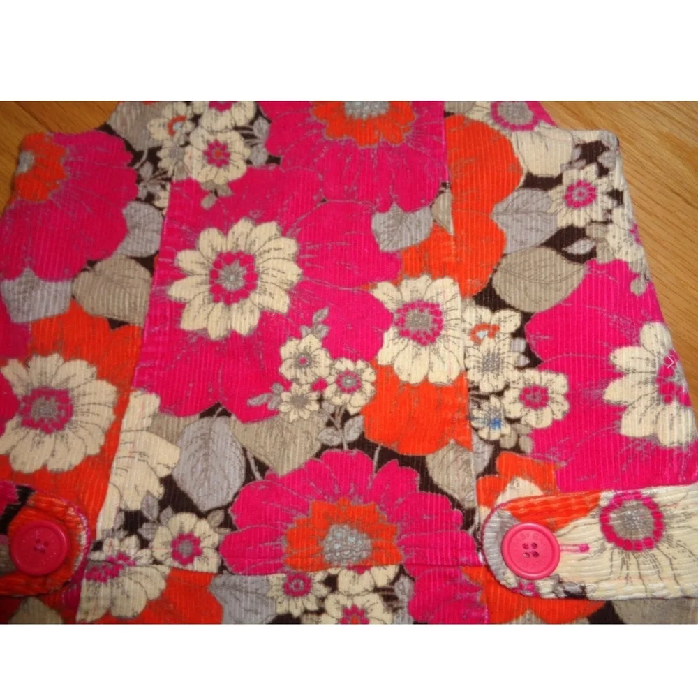 GAP Toddler Girl Floral Dress Size 18 24 Month Pink Black Corduroy School